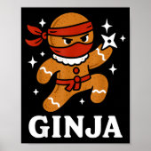 Ginjas Gingerbread Ninja Funny Christmas Cookie Bo ポスター (正面)