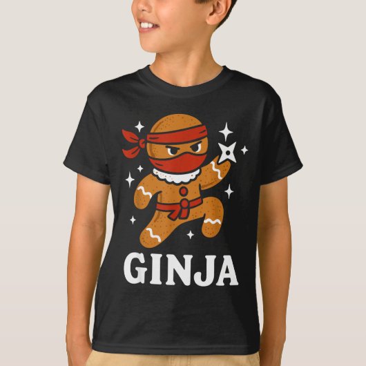 Ginjas Gingerbread Ninja Funny Christmas Cookie Bo Tシャツ (正面)