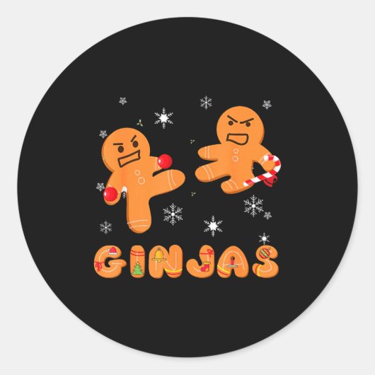 Ginjas Gingerbread Ninjas Funny Ugly Christmas  ラウンドシール (正面)
