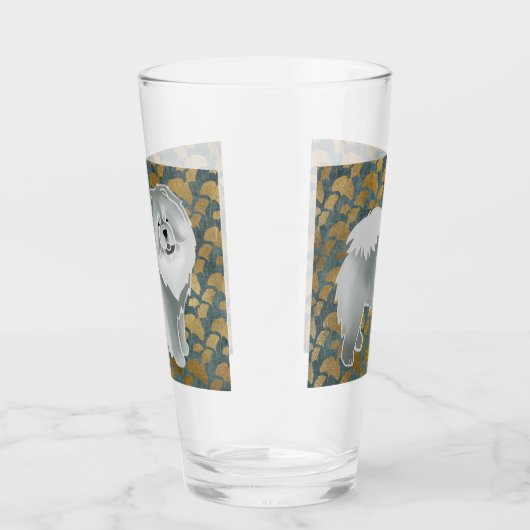GINKGOブルーチョウ16ozデザイン前面と背面 タンブラーグラス (右)
