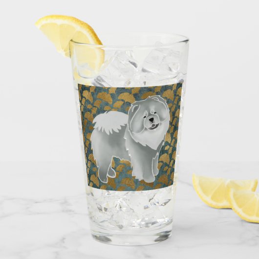 GINKGOブルーチョウ16ozデザイン前面と背面 タンブラーグラス (アイス正面)