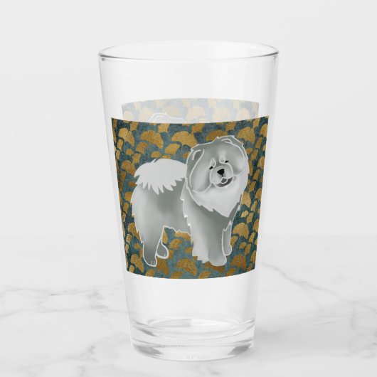 GINKGOブルーチョウ16ozデザイン前面と背面 タンブラーグラス (正面)