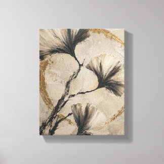Ginkgo Gestures with Antique Gold – ボタニカル キャンバス
