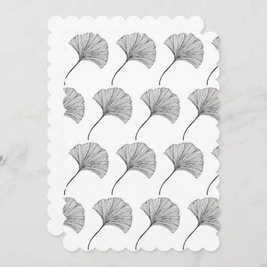 Ginkgo leaf line art greeting card (正面/裏面)