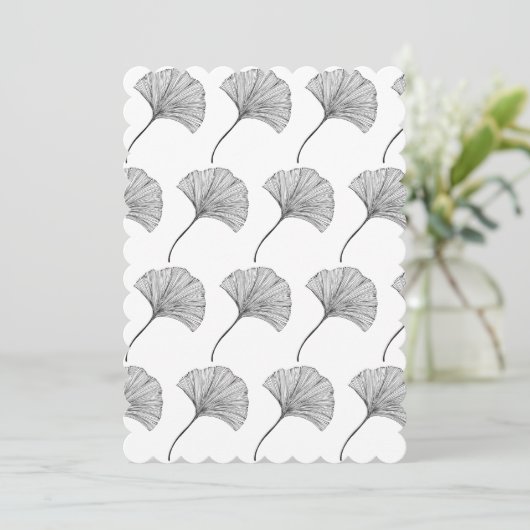 Ginkgo leaf line art greeting card (スタンド正面)