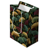Ginkgo Leaf Pattern Jewel Tones Gift Bag ミディアムペーパーバッグ (正面アングル)
