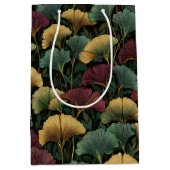 Ginkgo Leaf Pattern Jewel Tones Gift Bag ミディアムペーパーバッグ (正面)