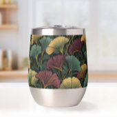 Ginkgo Leaf Pattern Teal Burgundy