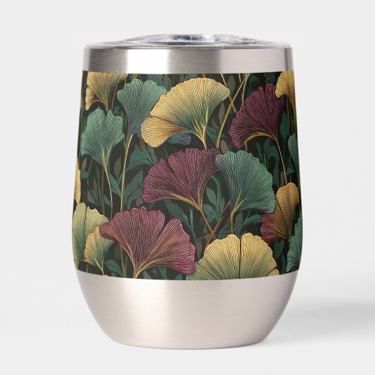 Ginkgo Leaf Pattern Teal Burgundy (正面)