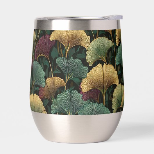 Ginkgo Leaf Pattern Teal Burgundy (左面)