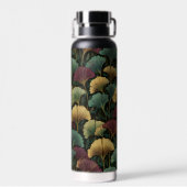 Ginkgo Leaf Pattern Teal Burgundy ウォーターボトル (背面)