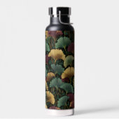 Ginkgo Leaf Pattern Teal Burgundy ウォーターボトル (左面)