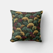 Ginkgo Leaf Pattern Teal Burgundy クッション (正面)