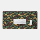 Ginkgo Leaf Pattern Teal Burgundy デスクマット (キーボード&マウス)