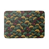 Ginkgo Leaf Pattern Teal Burgundy バスマット (正面)