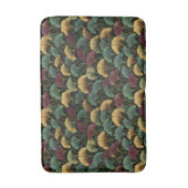 Ginkgo Leaf Pattern Teal Burgundy バスマット (正面縦)