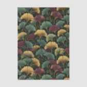 Ginkgo Leaf Pattern Teal Burgundy  薄葉紙 (正面)