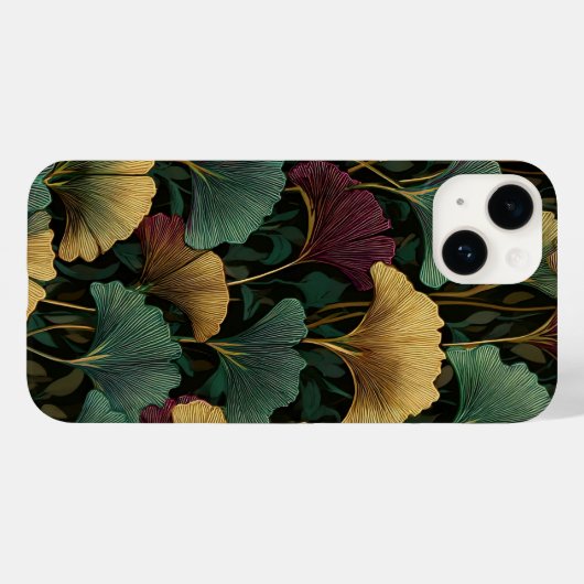 Ginkgo Leaf Pattern Teal Burgundy Case-Mate iPhoneケース (裏面 (横))