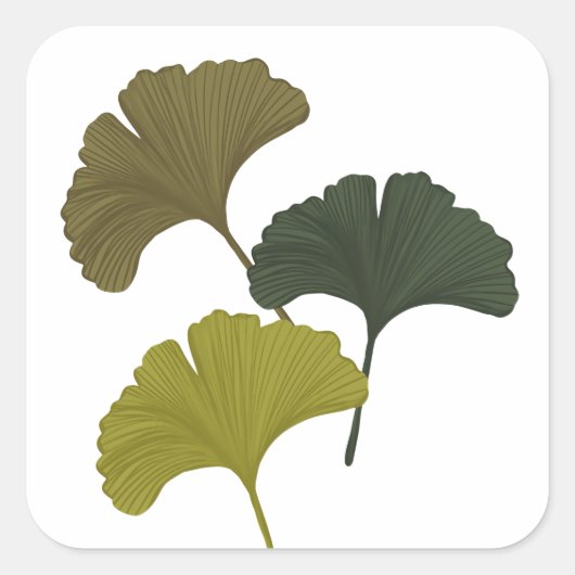 Ginkgo Leaves Customizable Background Colors  スクエアシール (正面)