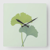 Ginkgo Leaves Customizable Background Colors スクエア壁時計 (正面)