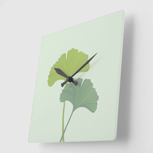 Ginkgo Leaves Customizable Background Colors  スクエア壁時計 (傾斜)