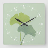 Ginkgo Leaves Customizable Background Colors  スクエア壁時計 (正面)