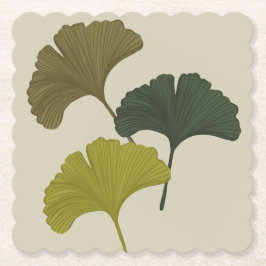 Ginkgo Leaves Customizable Background Colors ペーパーコースター