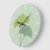 Ginkgo Leaves Customizable Background Colors  ラージ壁時計 (傾斜)