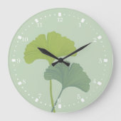 Ginkgo Leaves Customizable Background Colors  ラージ壁時計 (正面)