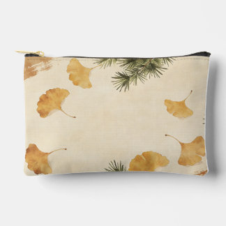Ginkgo & Pine Needle Print Cut Sew Bag アクセサリーポーチ