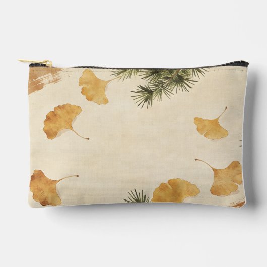 Ginkgo & Pine Needle Print Cut Sew Bag アクセサリーポーチ (正面)