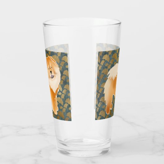 GINKGO Red Chaw 16 ozガラス – デザイン前面と背面 タンブラーグラス (右)