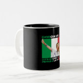 Giorgia Meloni – 神，家族と国イタリア ツートーンマグカップ (正面左)