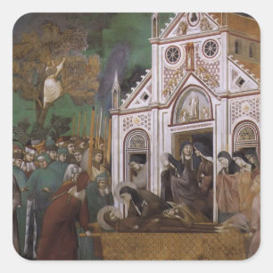 Giotto: St FrancisはSt.ドクレアによって嘆きました スクエアシール