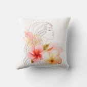 Gir close her eyes whithe red flower クッション (裏面)