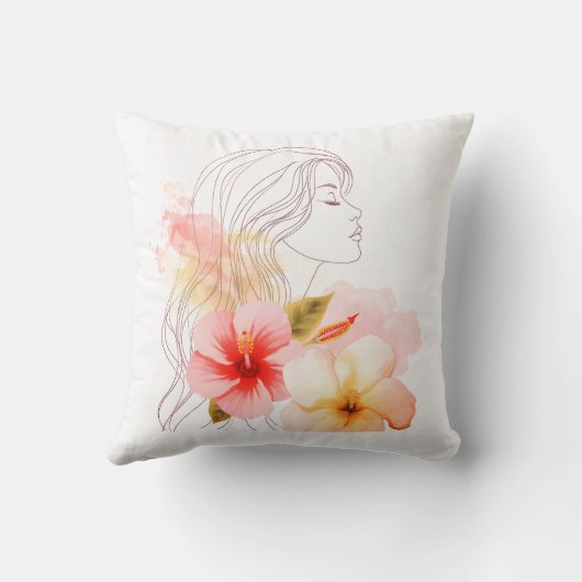 Gir close her eyes whithe red flower クッション (裏面)