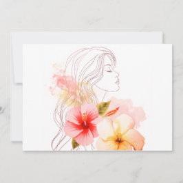 Gir close her eyes whithe red flower 招待状