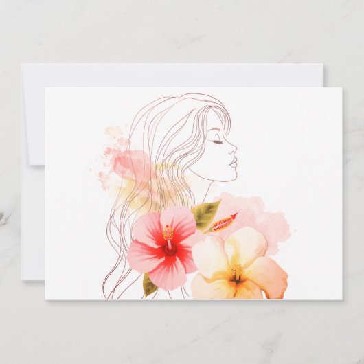 Gir close her eyes whithe red flower 招待状 (正面)