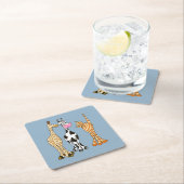 Girafe vache et chat, animaux comiques. スクエアペーパーコースター (インサイチュ)