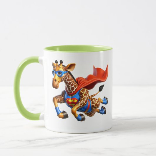 Girafe volante avec cape rouge. マグカップ (左)