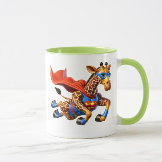 Girafe volante avec cape rouge. マグカップ (右)