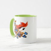 Girafe volante avec cape rouge. マグカップ (正面左)