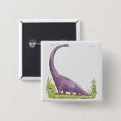 Giraffatitanの恐竜のイラストレーション 缶バッジ (正面&裏面)