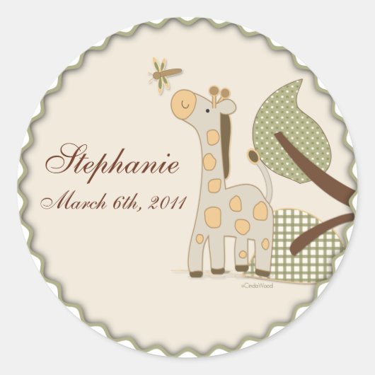 GiraffeとPlaidのステッ離れク付き ラウンドシール (正面)