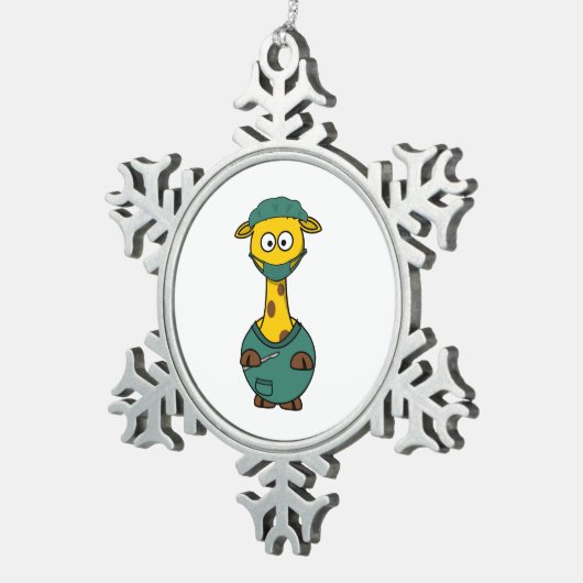 Giraffe博士 スノーフレークピューターオーナメント (右)