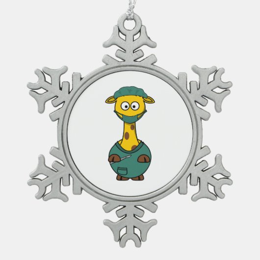Giraffe博士 スノーフレークピューターオーナメント (正面)