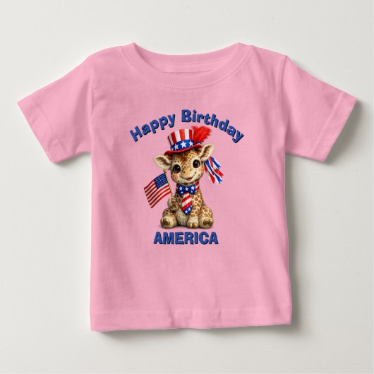 Giraffe (5am) Patriotic Kid T-Shirt ベビーTシャツ (正面)