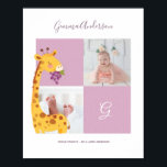 Giraffe • Alphabet Monogram Cute Baby Shower ポスター<br><div class="desc">Celebrate the special occasion with bright colorful and fun animal illustrations! • Customise for baby shower,  birthday and wedding! PM me for change of background colours.</div>