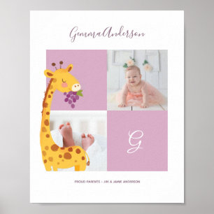 Giraffe • Alphabet Monogram Cute Baby Shower ポスター