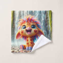 Giraffe am Wasserfall ウォッシュタオル